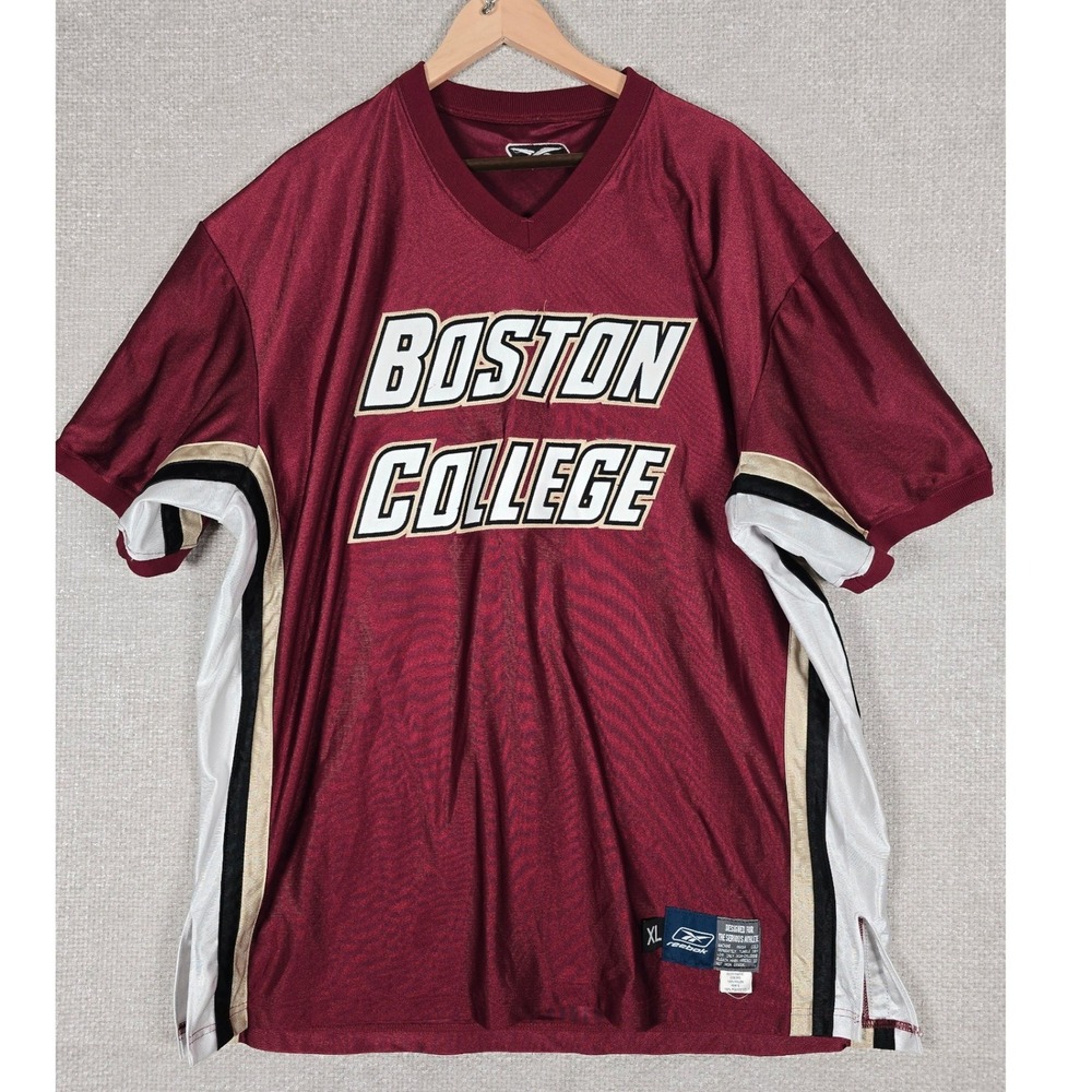 Reebok Boston College Y2K Jersey Mens XL‎ Maroon Vintage Short Sleeve